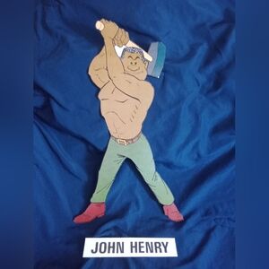 Vintage Teacher's Wall Art American Folklore John Henry 24" Tall 1980s 80s
